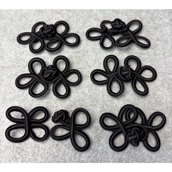 Black Frog Closure Set 6 Decorative Knot Fasteners Sewing Crafting - Picture 7 of 11